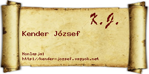 Kender József névjegykártya